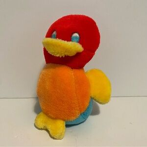 Gund Duck Plush Vintage 1982 Bird Red Blue  Yellow 6" Rattle Stuffed Animal